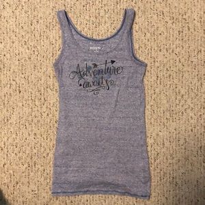 Blue “Adventure Awaits” Tank Top